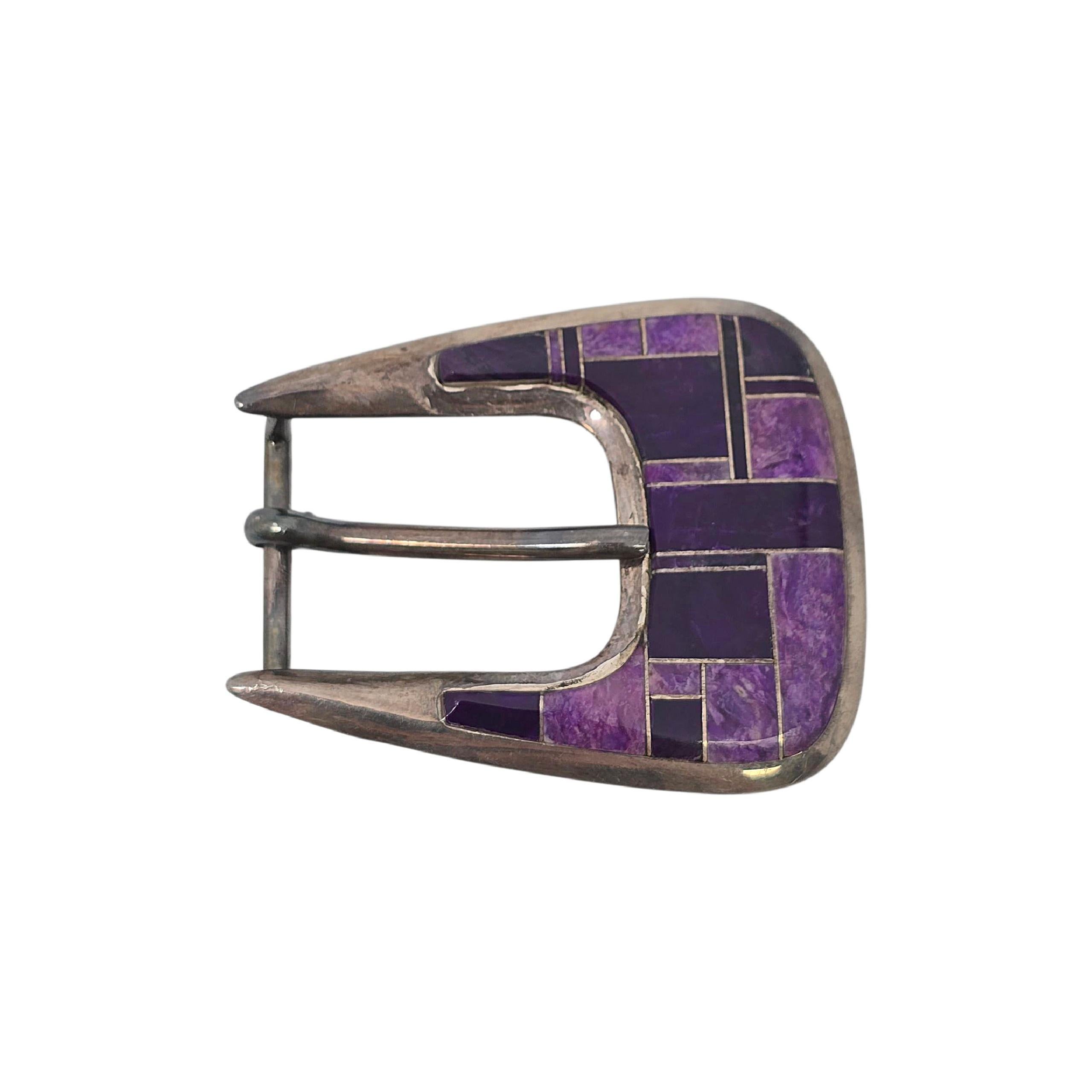 Fibbia da cintura in argento con Sugilite dei nativi americani Raymond Coriz #23598