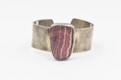 Native American Rhodochrosite Sterling Silver Cuff Bracelet