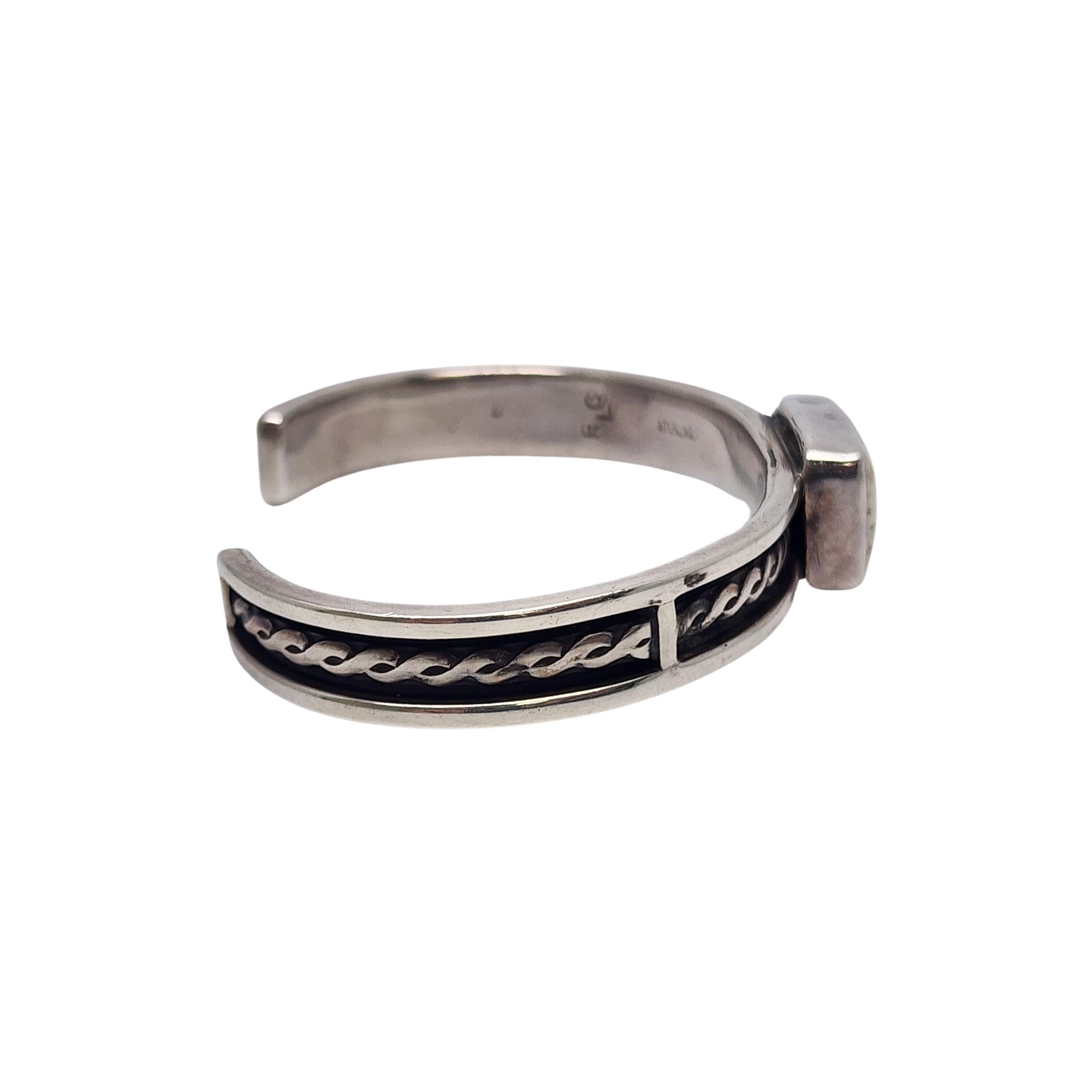 Mixed Cut Native American RLC JDH Sterling Silver White Turquoise Cuff Bracelet #18190