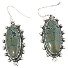 Vintage Native American Running Bear Shop Sterling Silver Turquoise Earrings