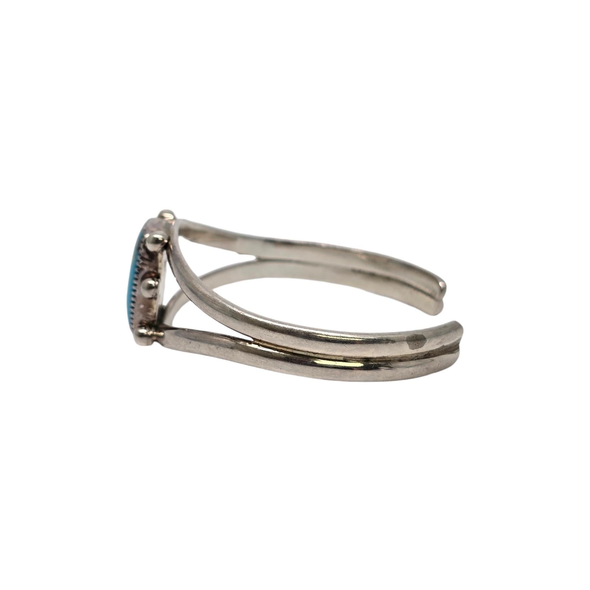 Cabochon Native American Signed BM Sterling Silver Turquoise Cuff Bracelet #19104 For Sale