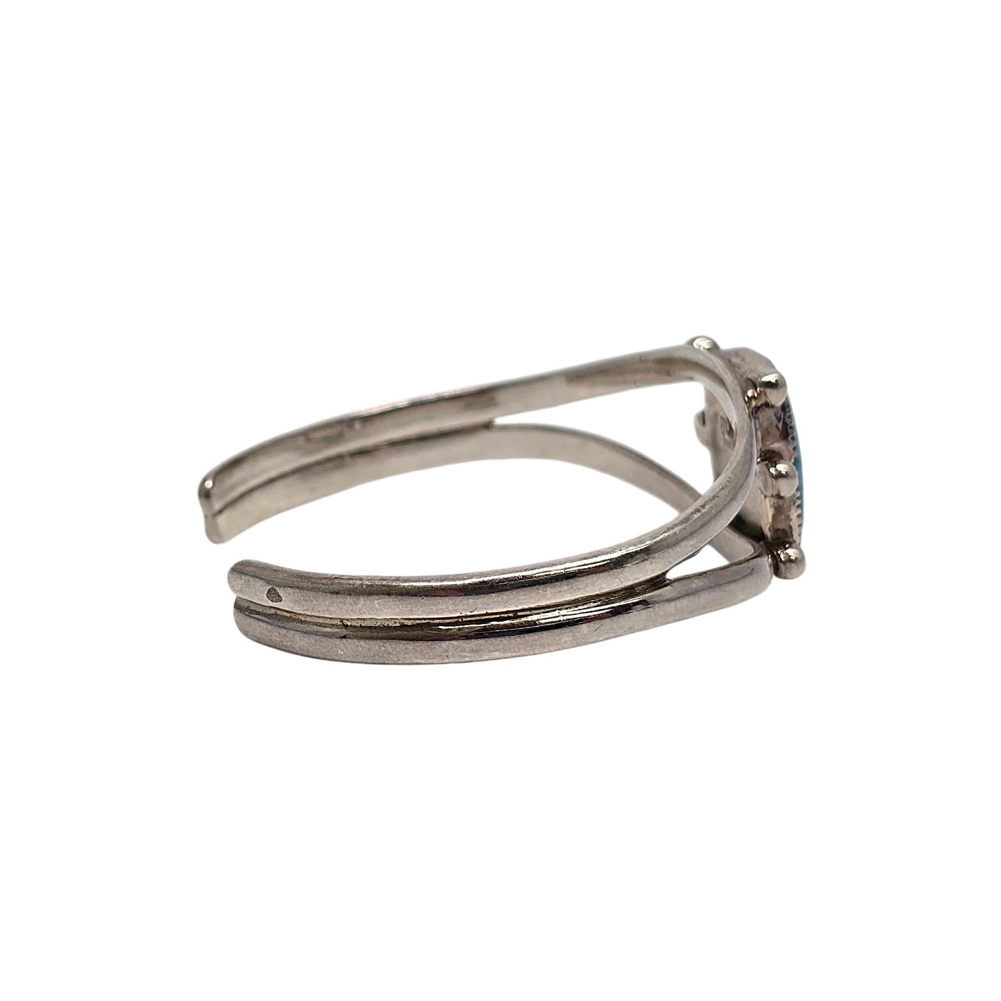 Women's Native American Signed BM Sterling Silver Turquoise Cuff Bracelet #19104 For Sale