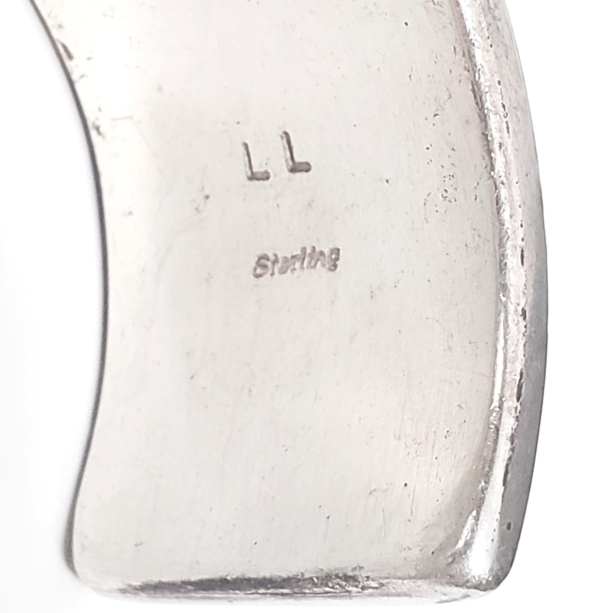 Women's Native American Signed LL Sterling Silver Cuff Bracelet
