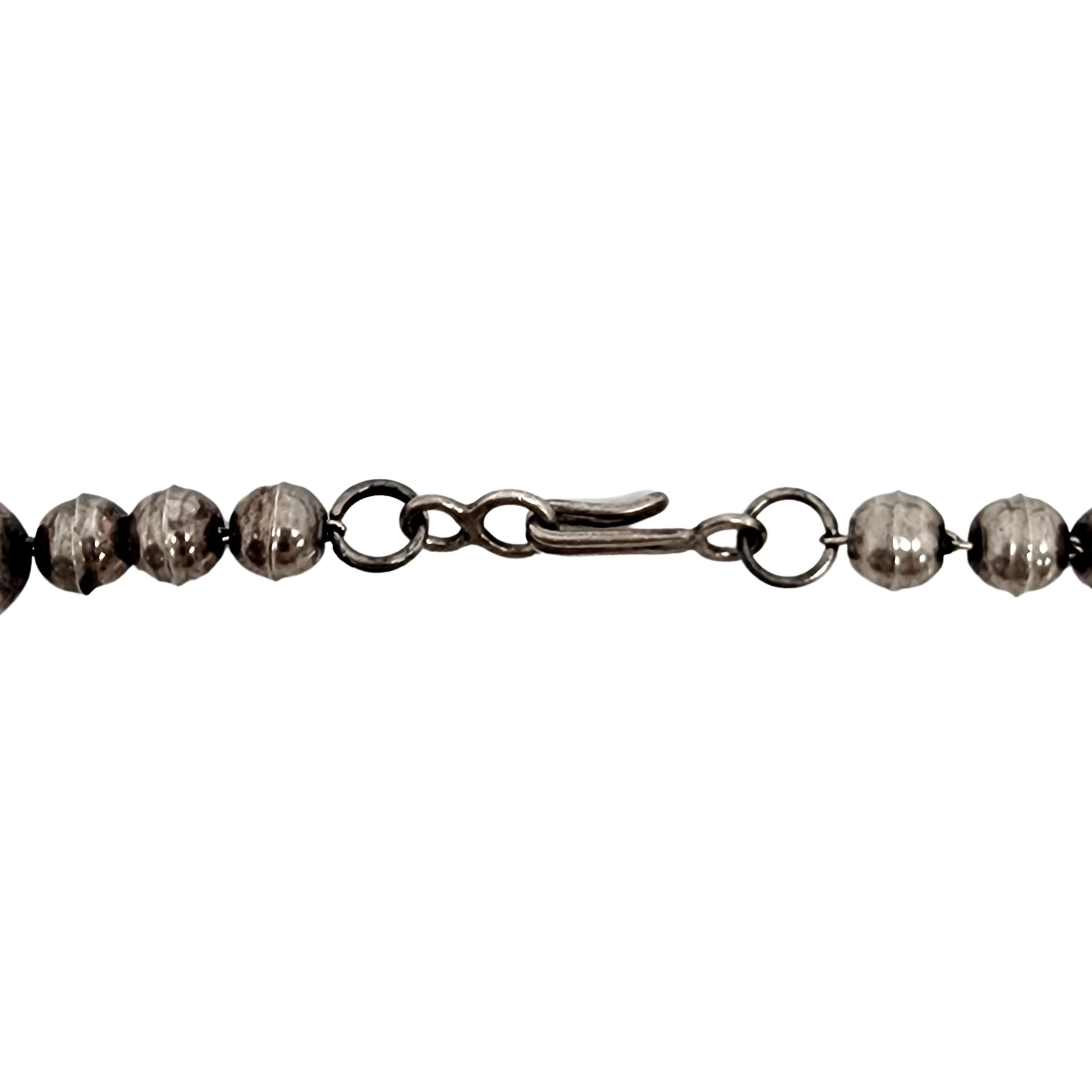 Taglio trillion Collana di perle in argento MB firmata dai nativi americani Ciondolo grande in turchese in vendita