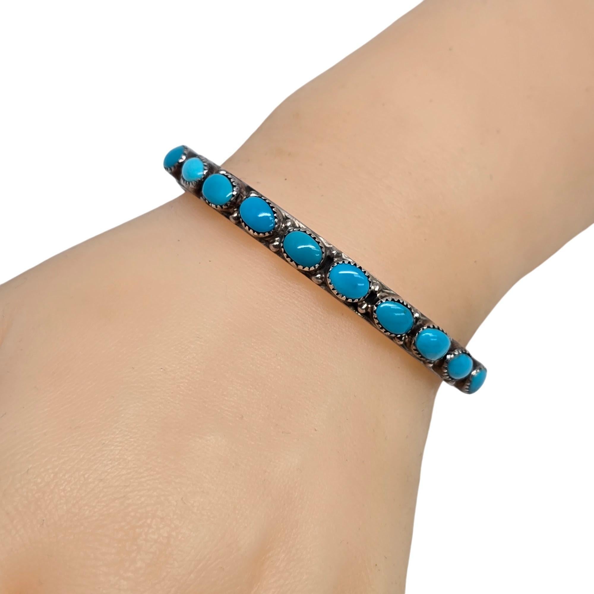 Native American Signed WR Sterling Silver Turquoise Cuff Bracelet #19106 4