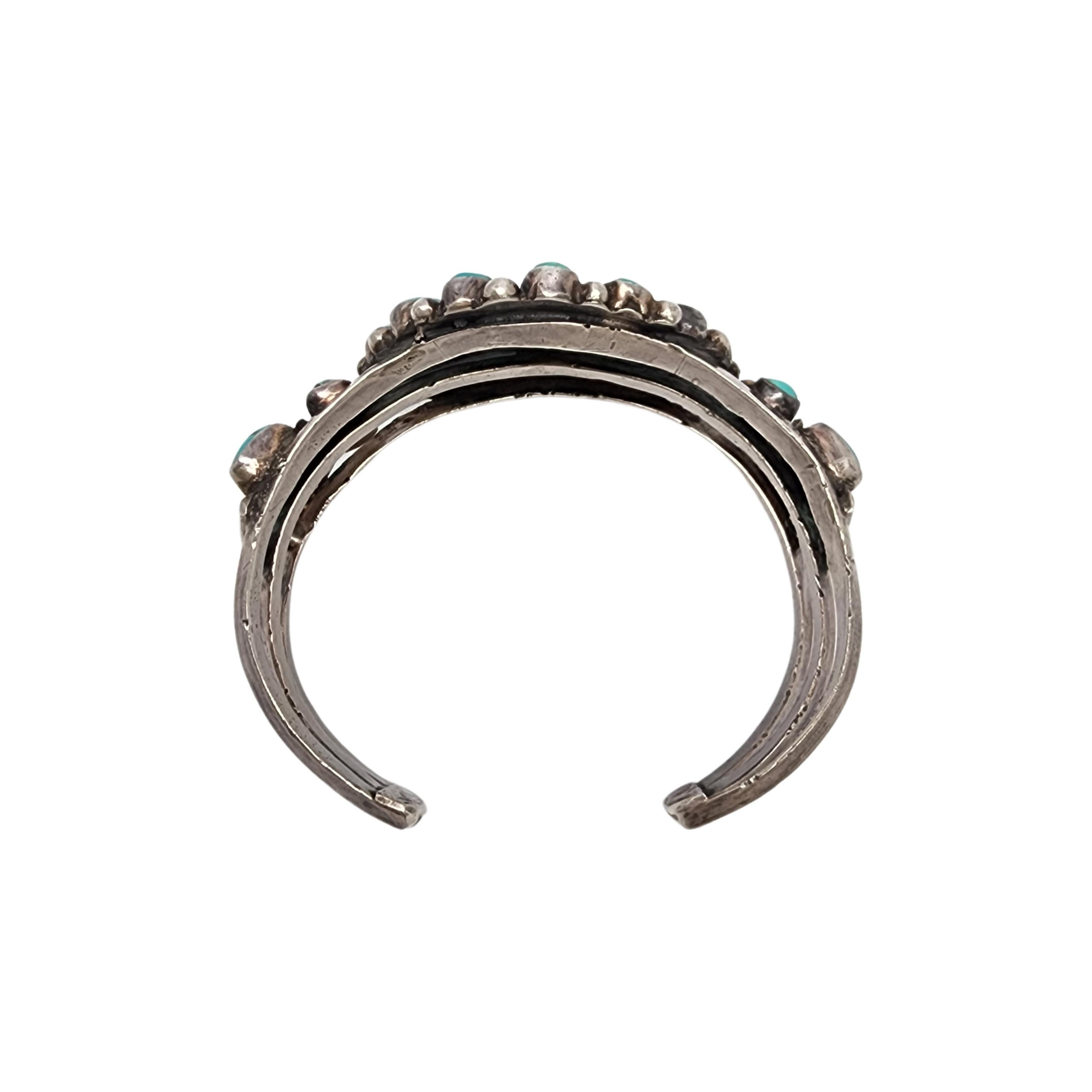Women's Native American Silver and Turquoise Cluster Large Cuff Bracelet #17666