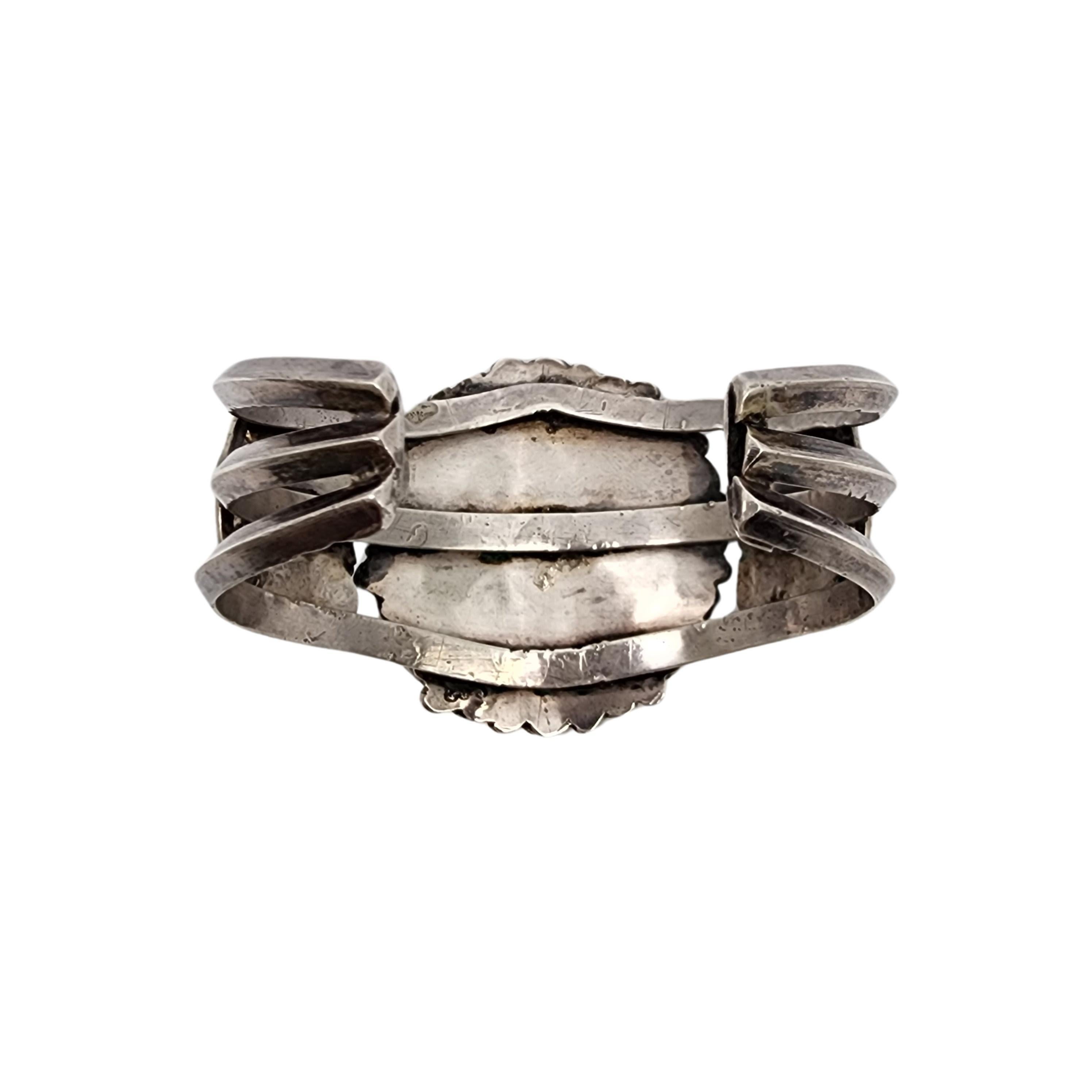 Native American Silver and Turquoise Cluster Large Cuff Bracelet #17666 1