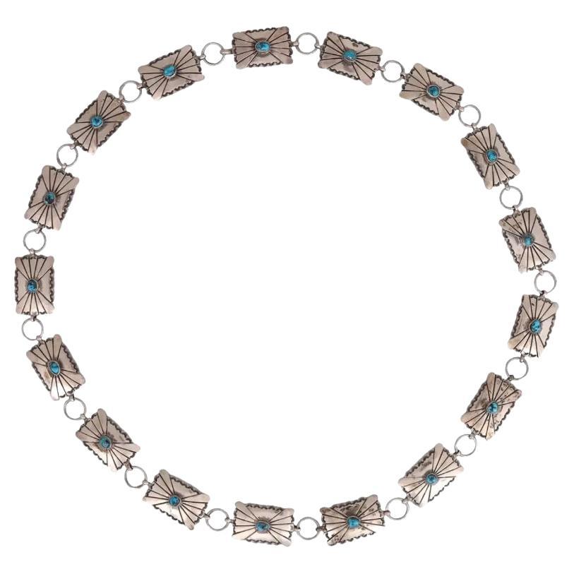 Native American Silver And Turquoise Concho Belt For Sale