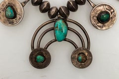 Native American Silver Coin Squash Blossom Necklace, circa 1930s