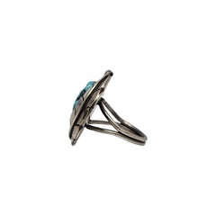 Bague amérindienne plume turquoise taille 7 3/4 n° 19872