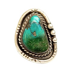 Native American Silver Turquoise Triangular Ring