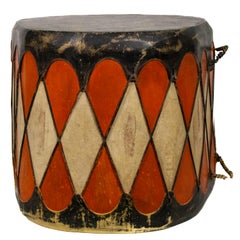 Native American Southwest Cochiti Pueblo Drum Painted Hide Wood 1950
