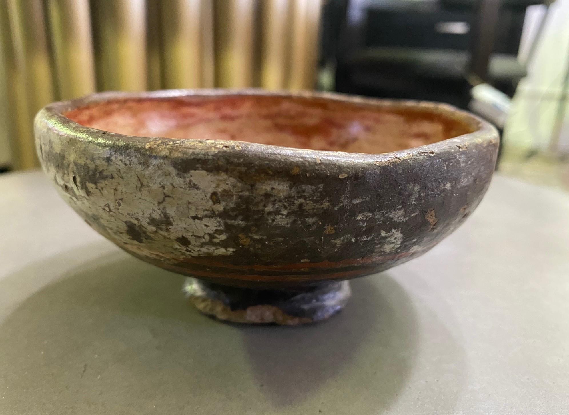 Native American Southwestern Hand Built Terracotta Pottery Red Painted Bowl 3