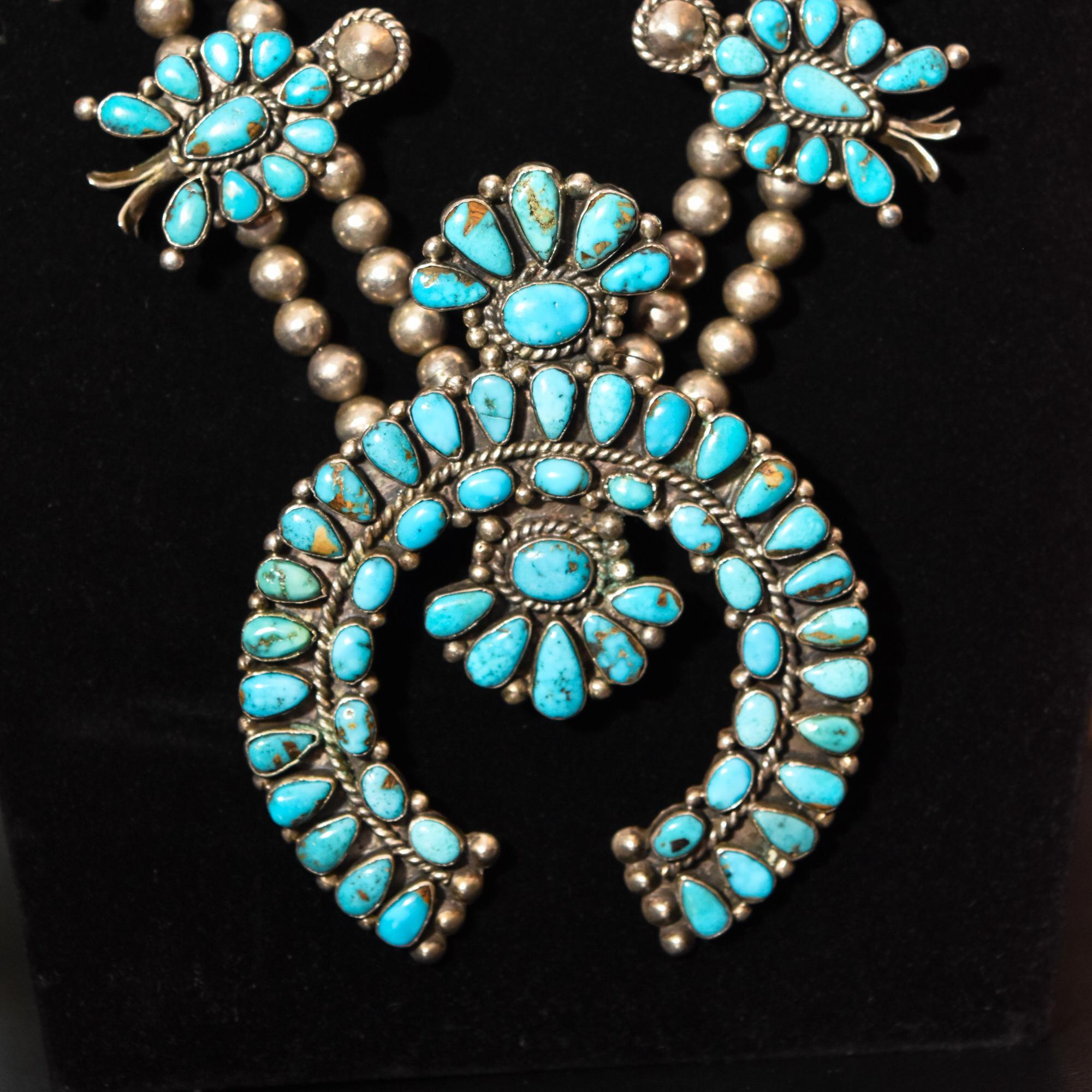 vintage squash blossom turquoise necklace