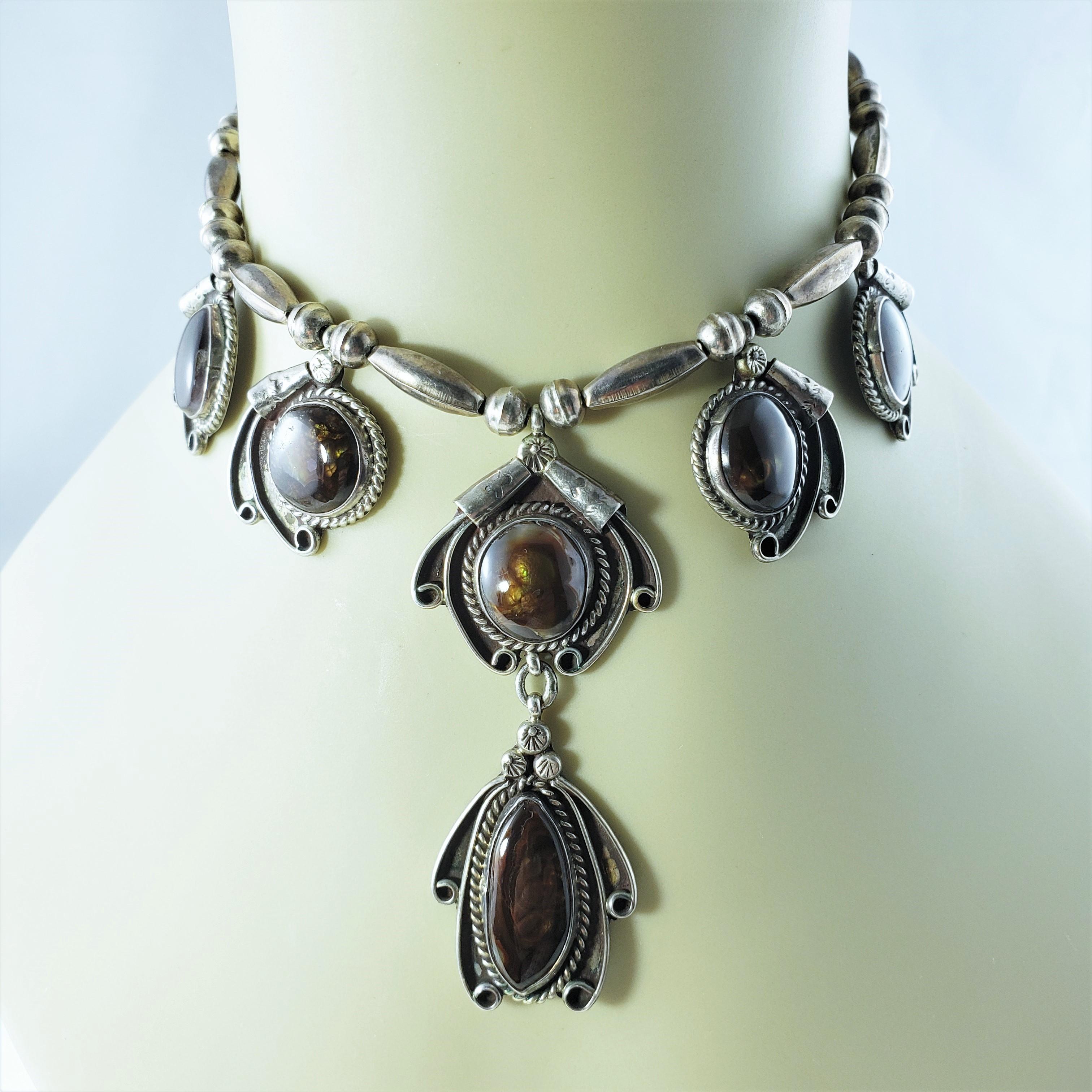 Native American Squash Blossom Style Sterling Silver Pietersite Necklace In Good Condition In Washington Depot, CT