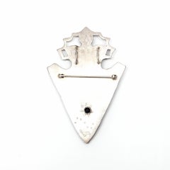 Native American Sterling Silver Banded Agate and Druzy Arrowhead Pin / Pendant