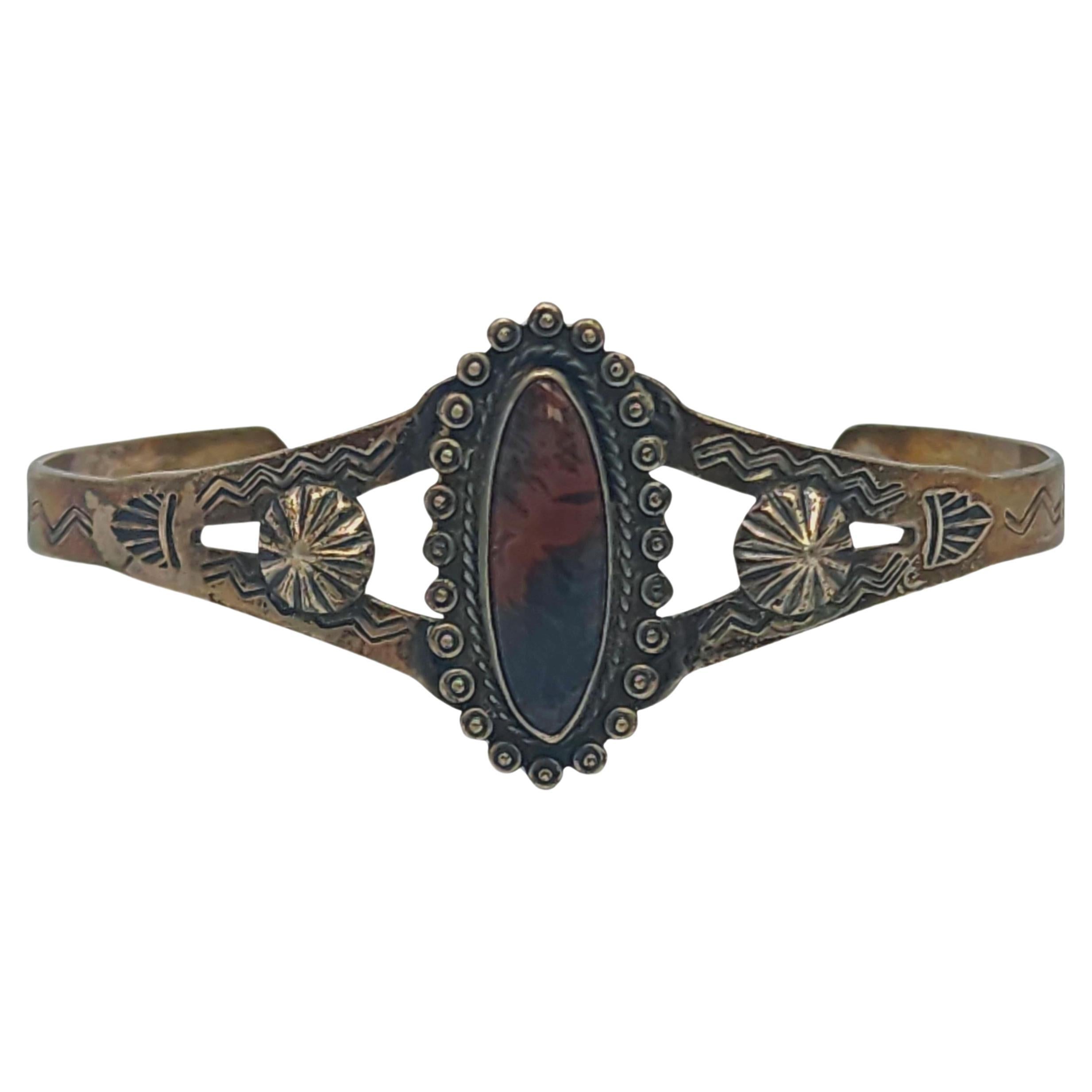 Native American Sterling Silver Brown Turquoise Cuff Bracelet #18606