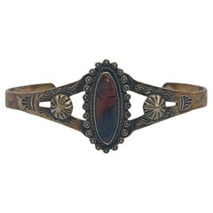 Native American Sterling Silver Brown Turquoise Cuff Bracelet #18606