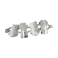 Native American Sterling Silver Brown Turquoise Wide Cluster Link Bracelet 19773