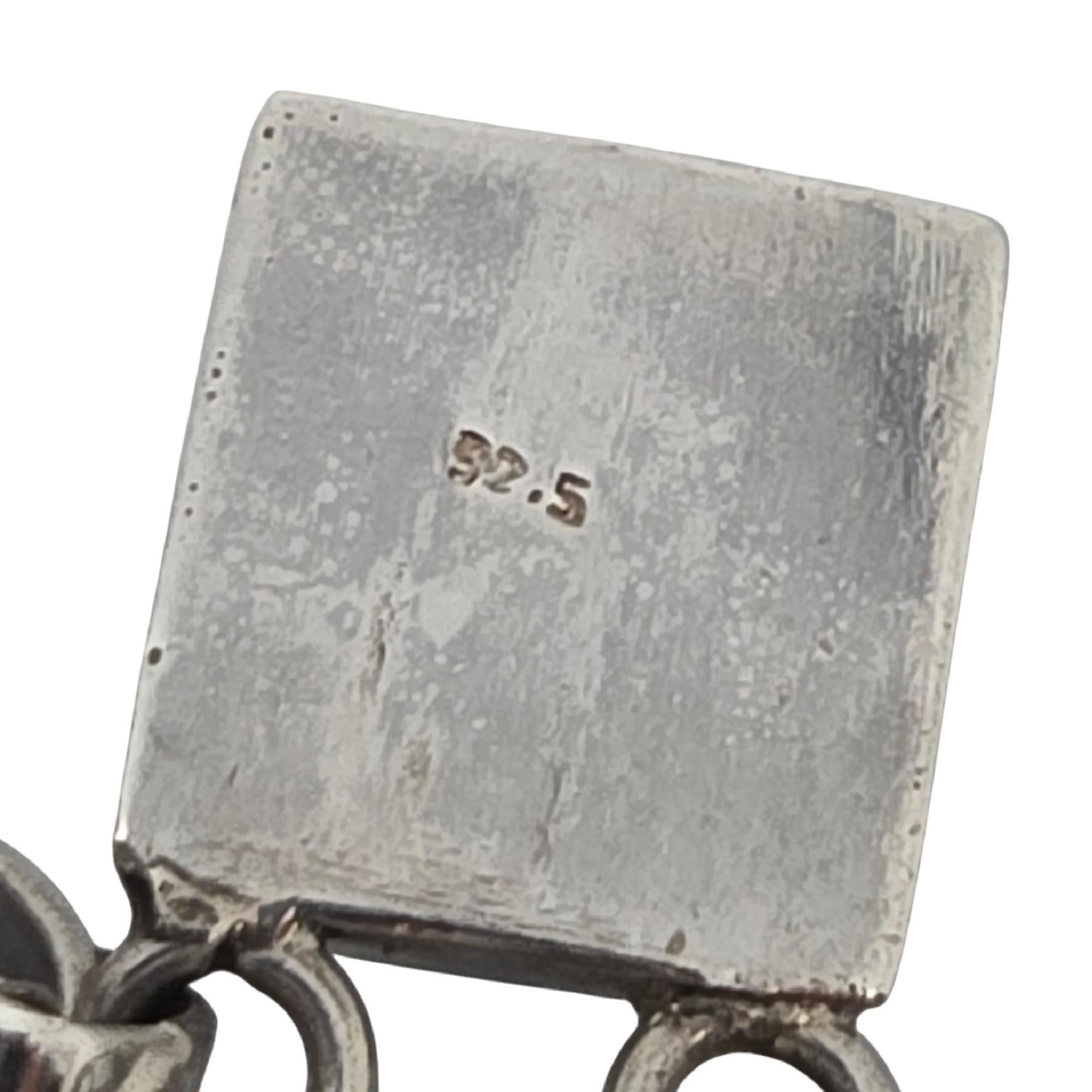 Bracciale Nativo Americano in Argento Sterling Marrone con Turchese Largo a Grappolo 19773 in vendita 3