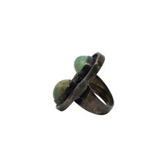 Bague amérindienne en argent sterling avec turquoise verte