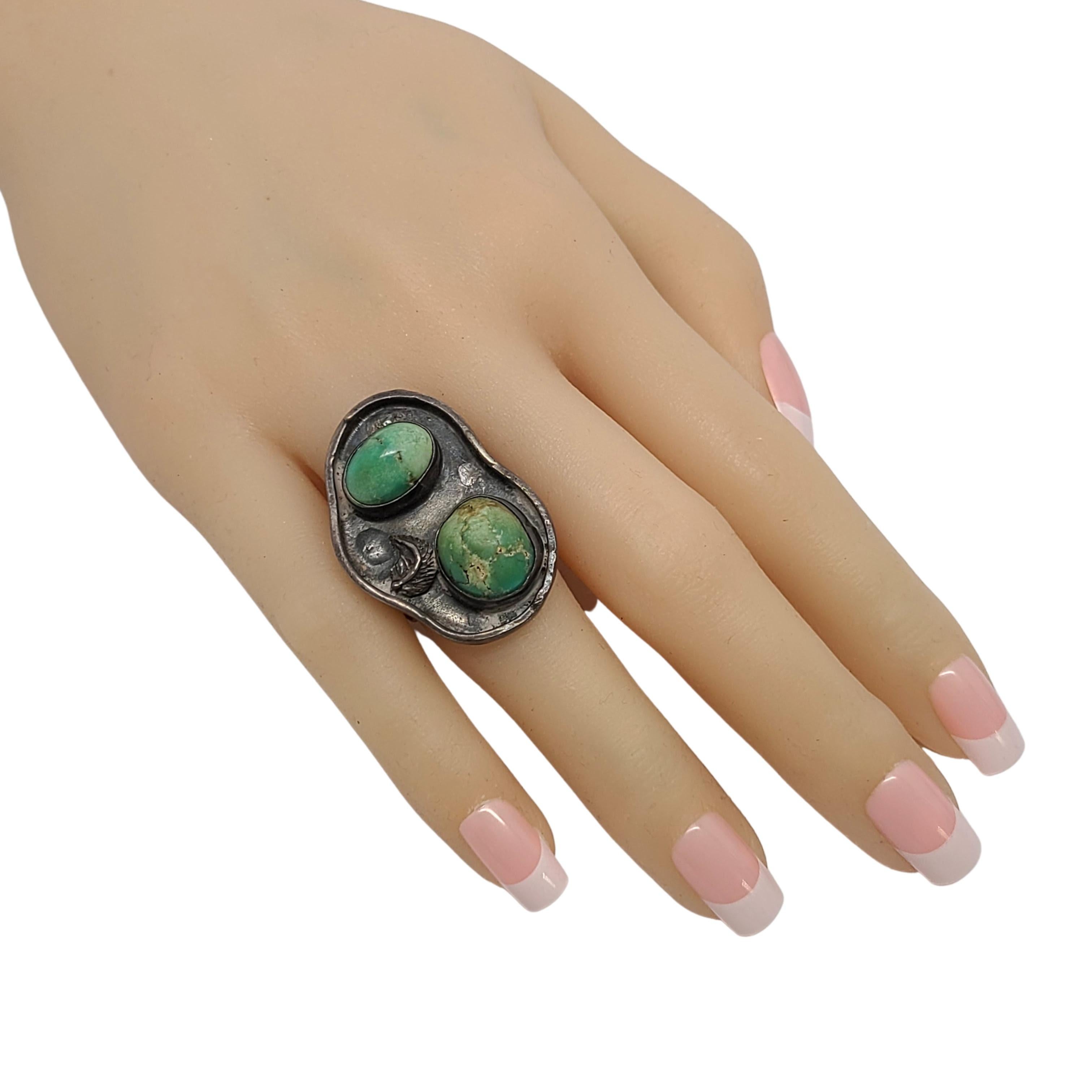 Women's or Men's Native American Sterling Silver Green Turquoise Ring