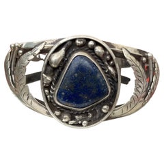 Vintage Native American Sterling Silver Lapis Lazuli Cuff Bracelet