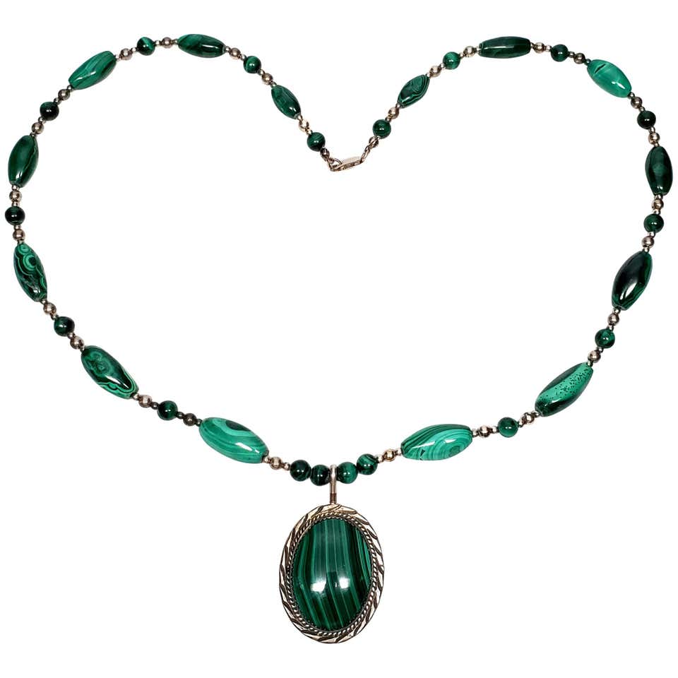 Sterling silver malachite necklace Clearance
