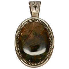 Native American Sterling Silver Multicolored Stone Pendant Signed BB