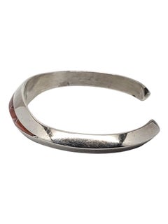 Bracelet manchette en argent sterling avec incrustation orange #21528