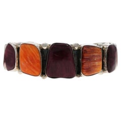 Native American Sterling Silver Spiny Oyster Cuff Bracelet 7" - 925