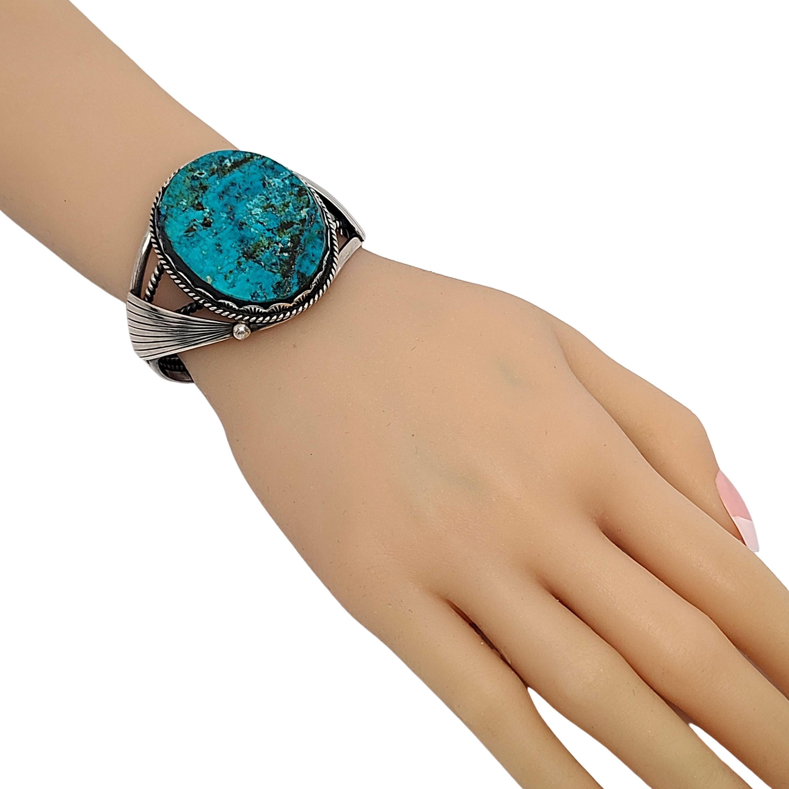 Native American Sterling Silver Turquoise Cuff Bracelet For Sale 5