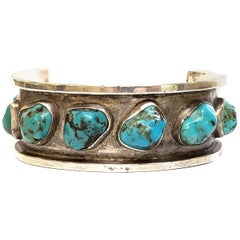 Native American Sterling Silver Turquoise Cuff Bracelet