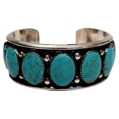 Native American Sterling Silver Turquoise Cuff Bracelet