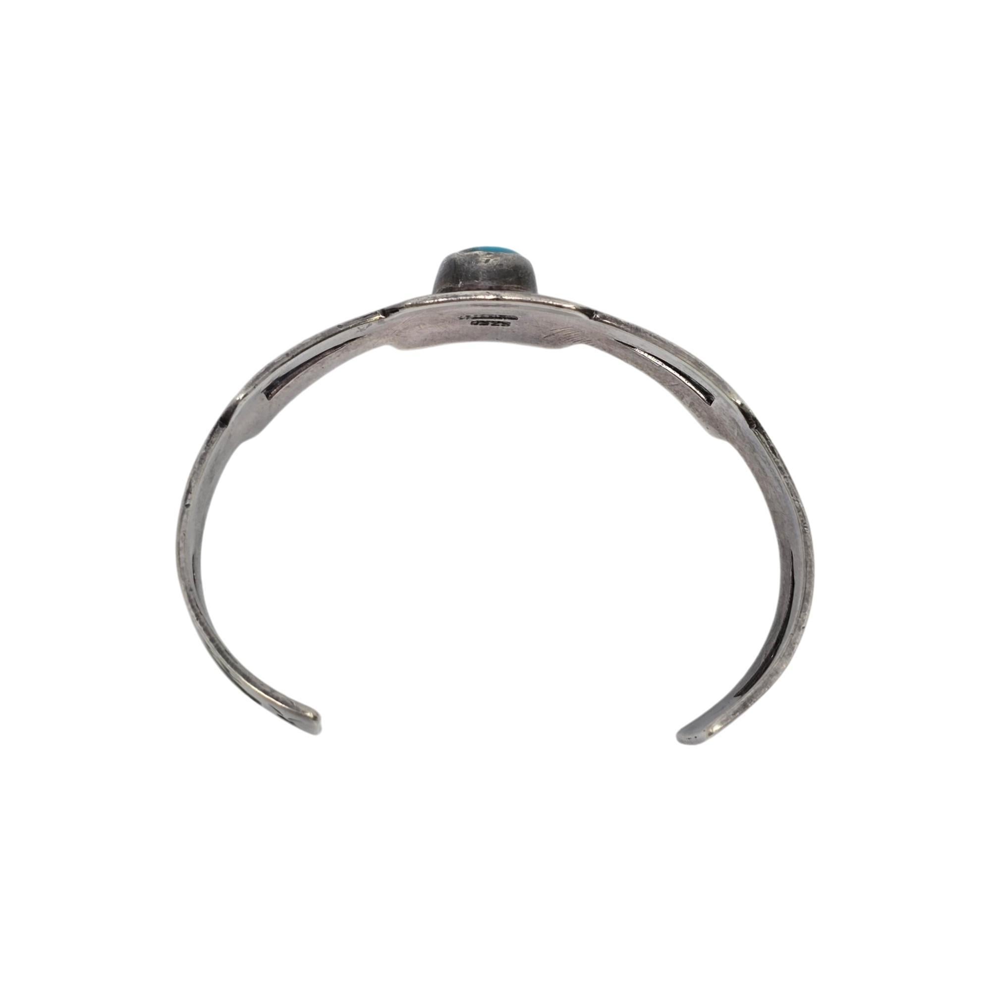 Women's Native American Sterling Silver Turquoise Cut-Out Cuff Bracelet #20839 For Sale
