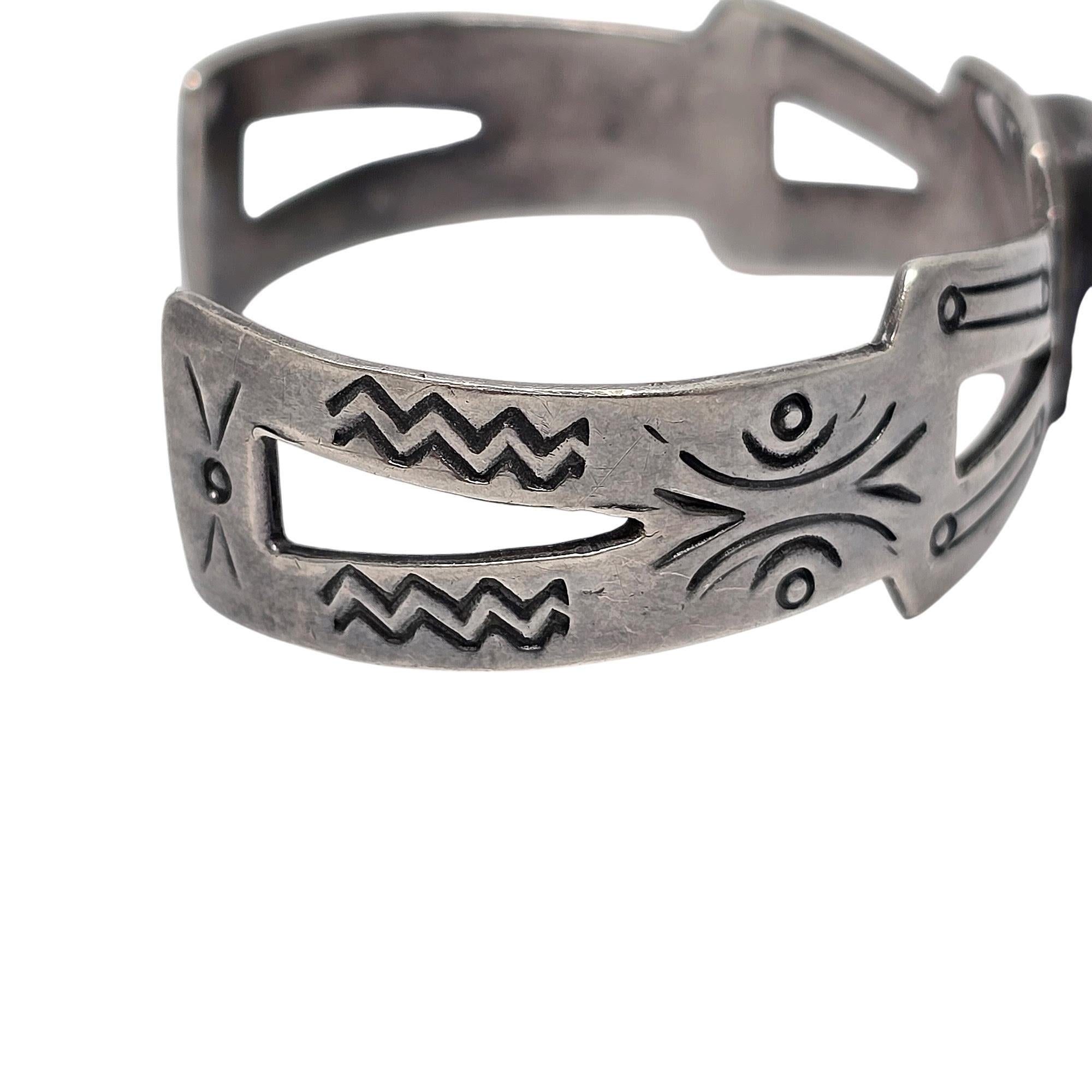 Native American Sterling Silver Turquoise Cut-Out Cuff Bracelet #20839 For Sale 2