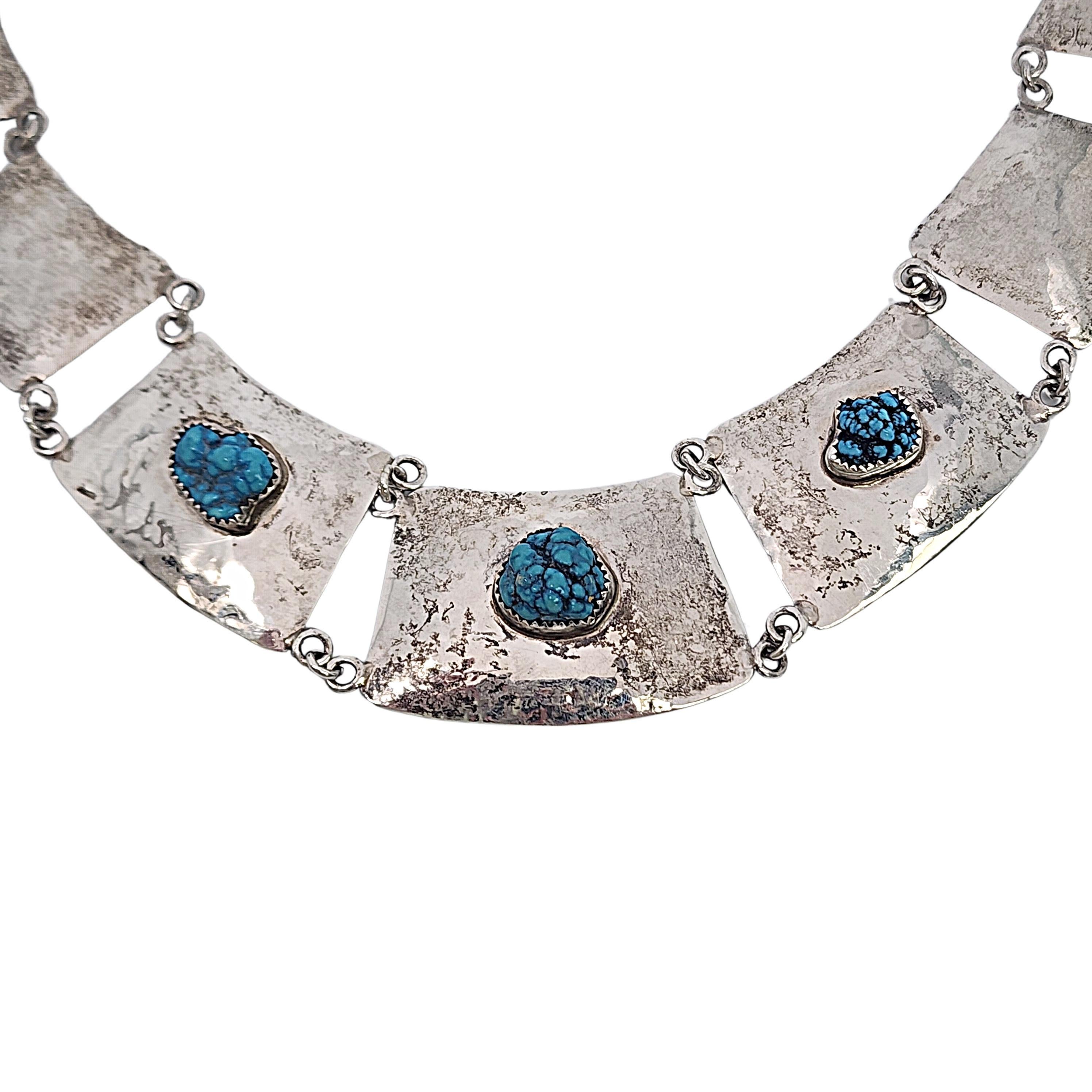 Native American Sterling Silver Turquoise Panel Necklace #17131 In Good Condition For Sale In Washington Depot, CT