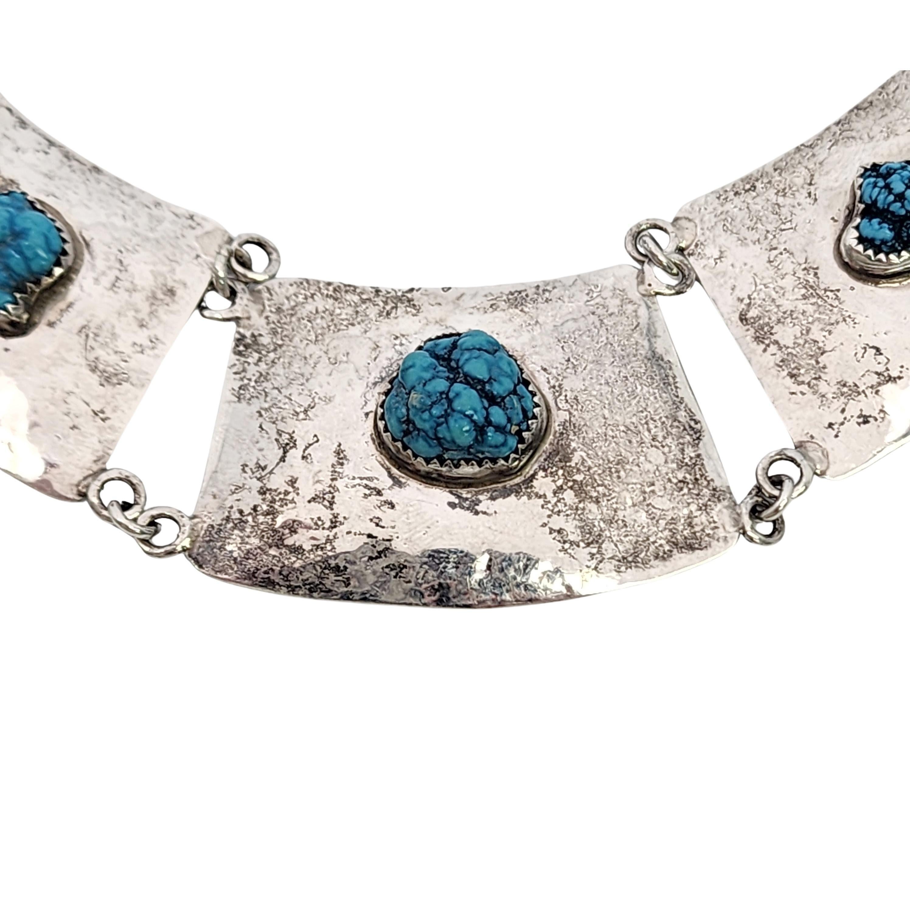 Halskette mit Türkis-Paneel aus Sterlingsilber der amerikanischen Ureinwohner #17131 Damen im Angebot