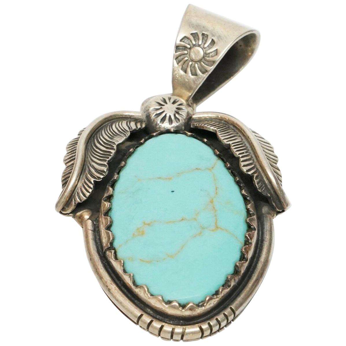 Native American Sterling Silver Turquoise Pendant