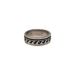 Native American Sterling Silver Wave Overlay Band Ring Size 9 #19113