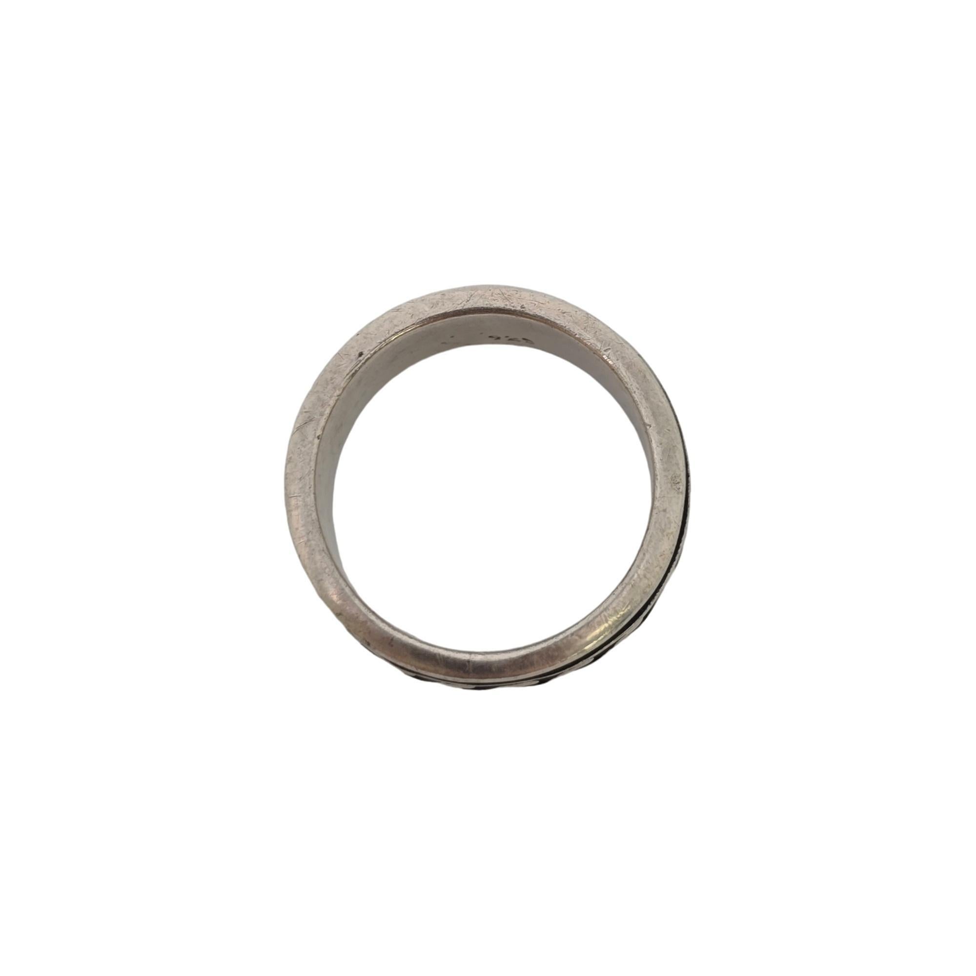 Femenino o masculino Anillo nativo americano de plata de ley con superposición de ondas Talla 9 #19113 en venta