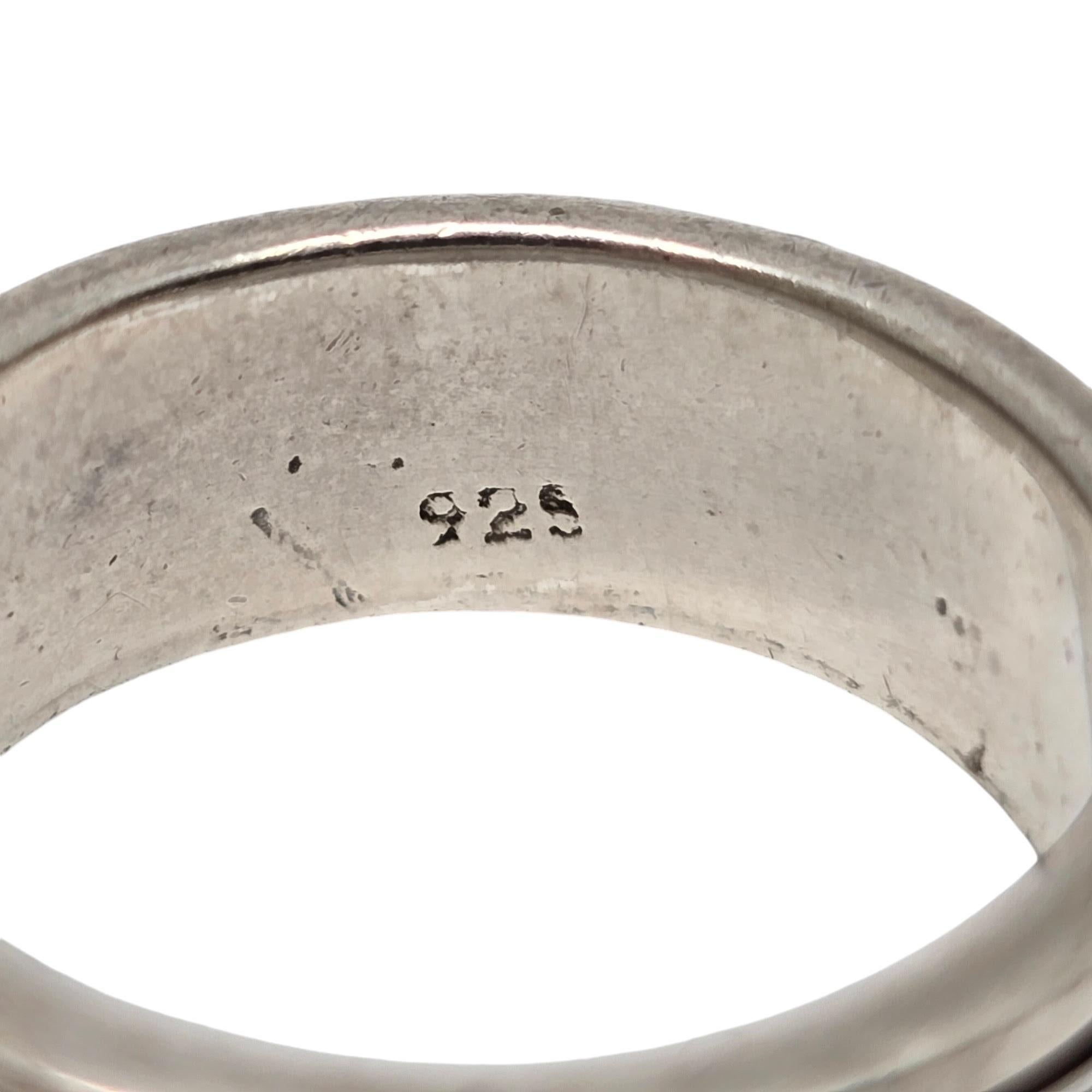 Anillo nativo americano de plata de ley con superposición de ondas Talla 9 #19113 en venta 2
