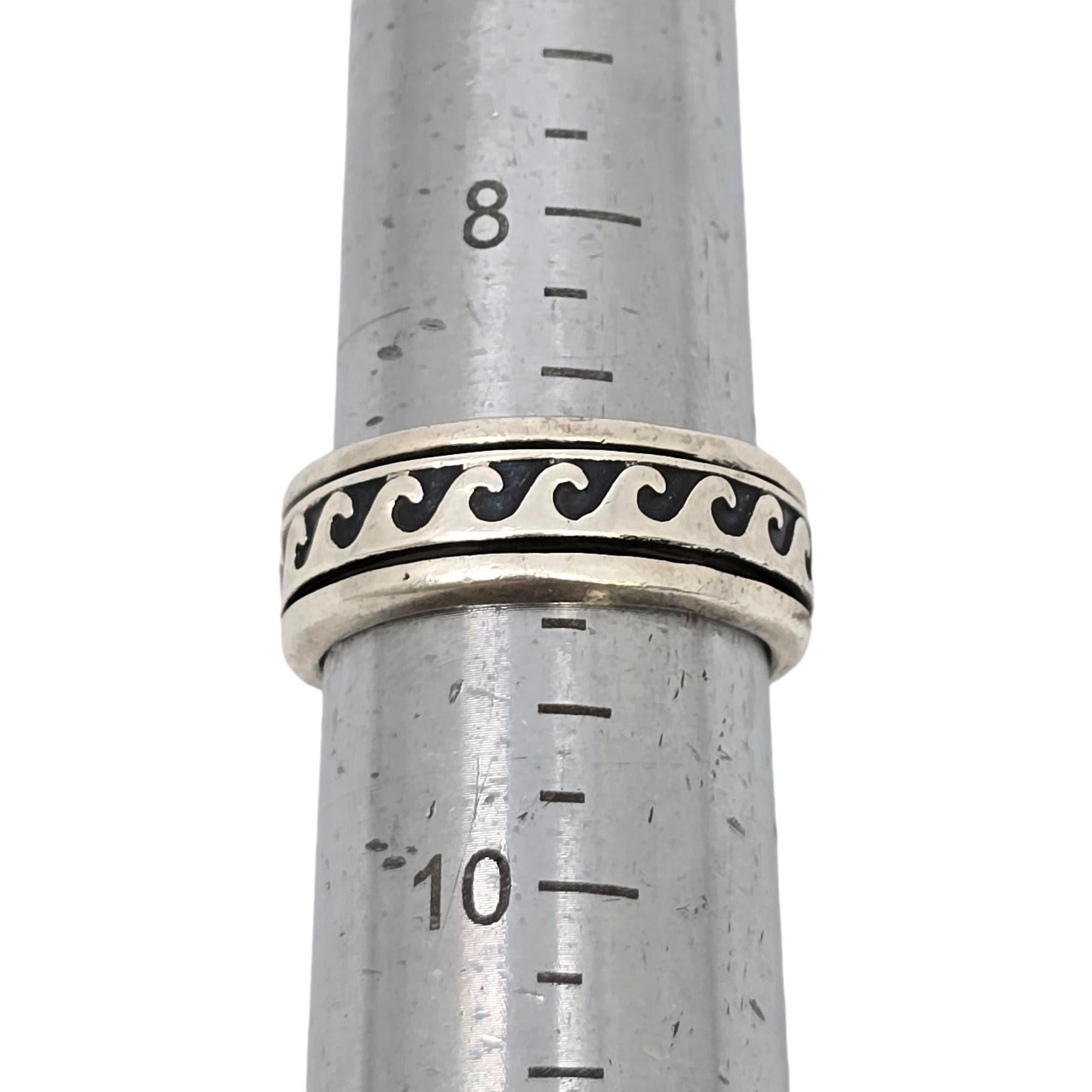 Anillo nativo americano de plata de ley con superposición de ondas Talla 9 #19113 en venta 3