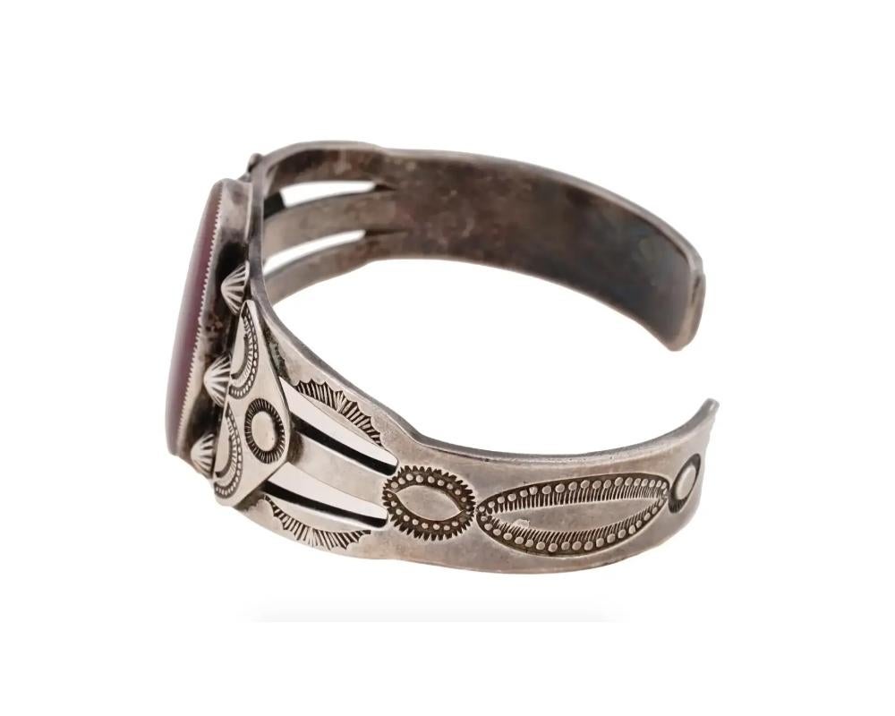 Women's Native American Sterling Spiny Oyster Bangle Cuff For Sale