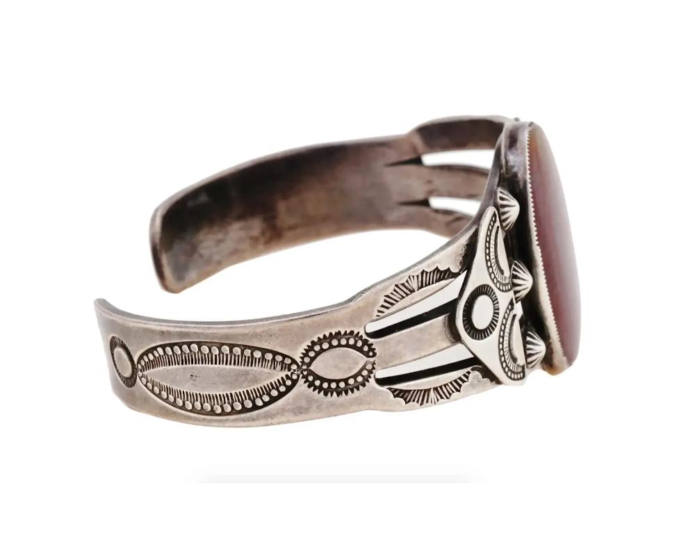 Native American Sterling Spiny Oyster Bangle Cuff For Sale 1