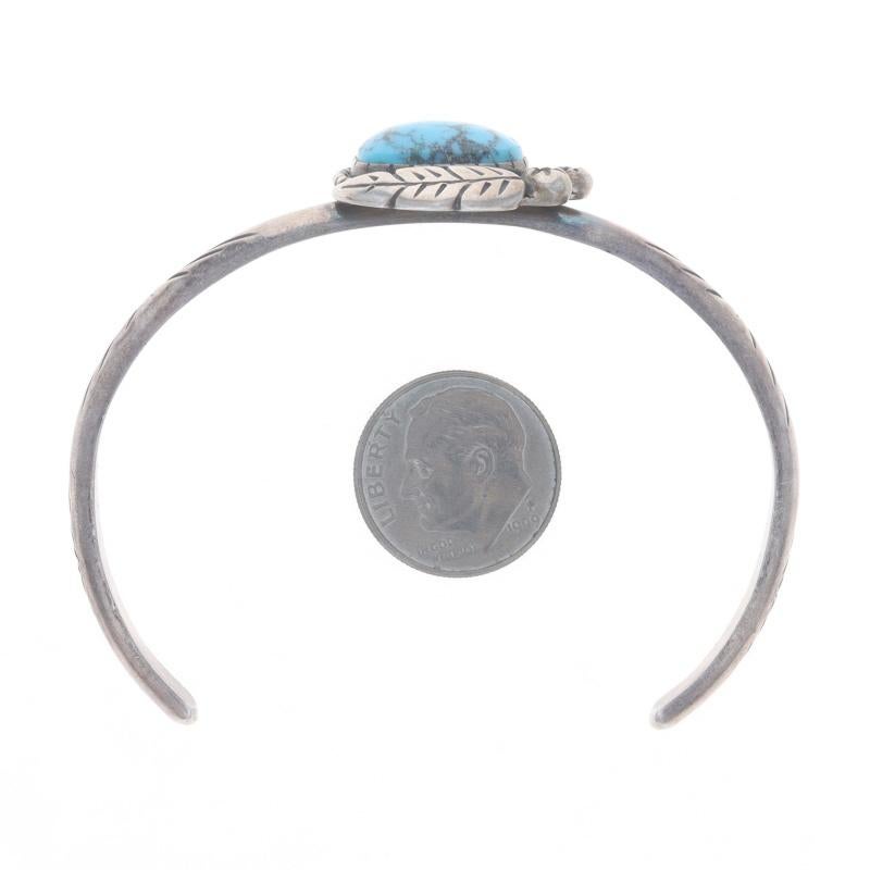 Bracelet manchette solitaire en turquoise et plumes d'Amérique du Nord - 925 Pour femmes en vente