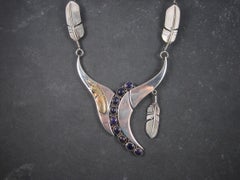 Native American Sugilite Feather Necklace Wilbert Cora Vandever