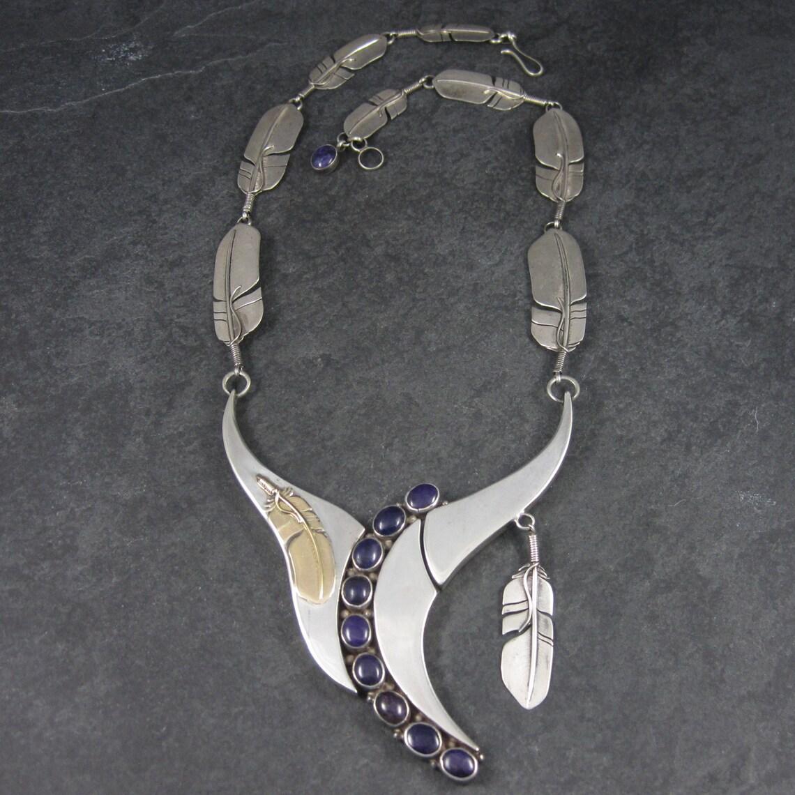 Native American Sugilite-Feder-Halskette Wilbert Cora Vandever im Angebot 3