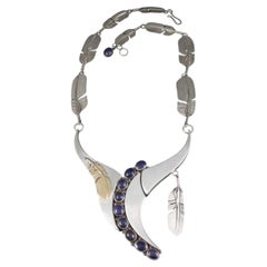 Native American Sugilite Feather Necklace Wilbert Cora Vandever