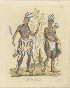Native American Tattoos & Tribal Dress, Brodtmann Lithograph, 1816
